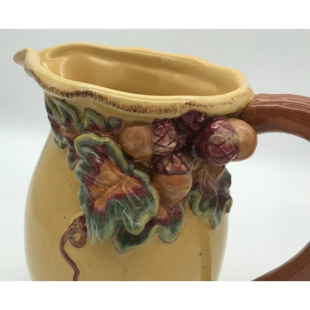 Vigor Int'l Inc. Ceramic Autumn Decor Drink Pitcher. 2 qt. Cottagecore Farmhouse